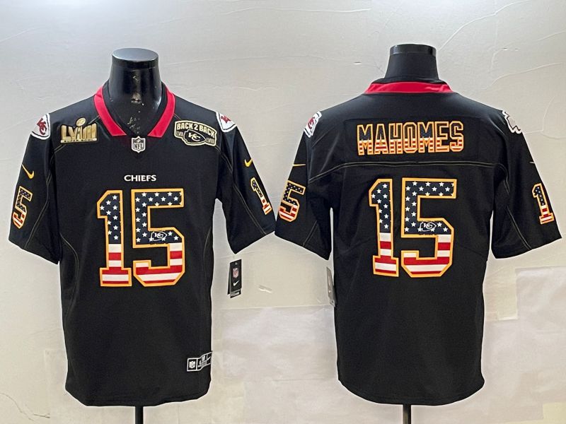 Men Kansas City Chiefs 15 Mahomes Black National Flag 2025 Nike Limited NFL Jersey style 2115